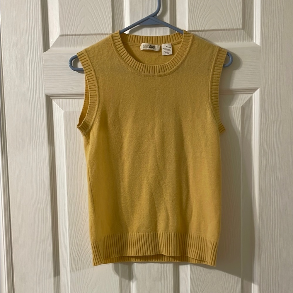 TSE Say Cashmere Butter Yellow Sleeveless sweater vest